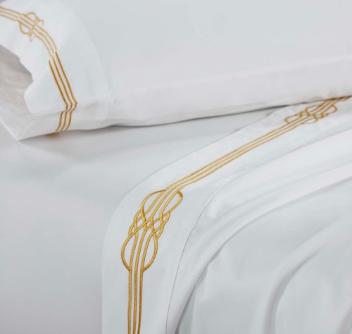 Moonlawn Cotton Gold Embroidered Soft Breathable Deep Pocket Bed Sheet Set - Picture 20 of 50