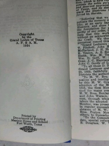 Vintage Lightfoot's Manual of the Lodge Texas 1934 Masonic- Rare - Picture 4 of 4