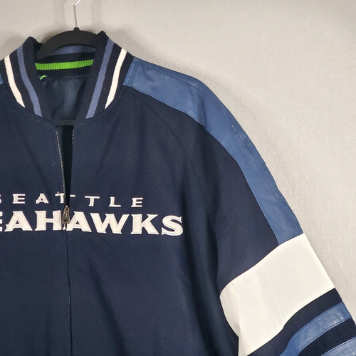 NFL Seattle Seahawks G111 Design Wolle Leder Wendejacke Stickerei Gr. XL - Bild 3 von 19