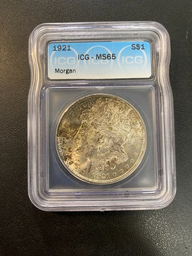1921 P MORGAN DOLLAR ICG MS-65 - UNCIRCULATED - LAST YEAR - CERTIFIED SLAB - $1