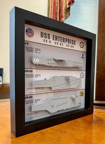 Enterprise Legacy Display Shadow Box, CV-6, CVN-65, CVN-80, 9" x 9", Deck - Bild 2 von 4