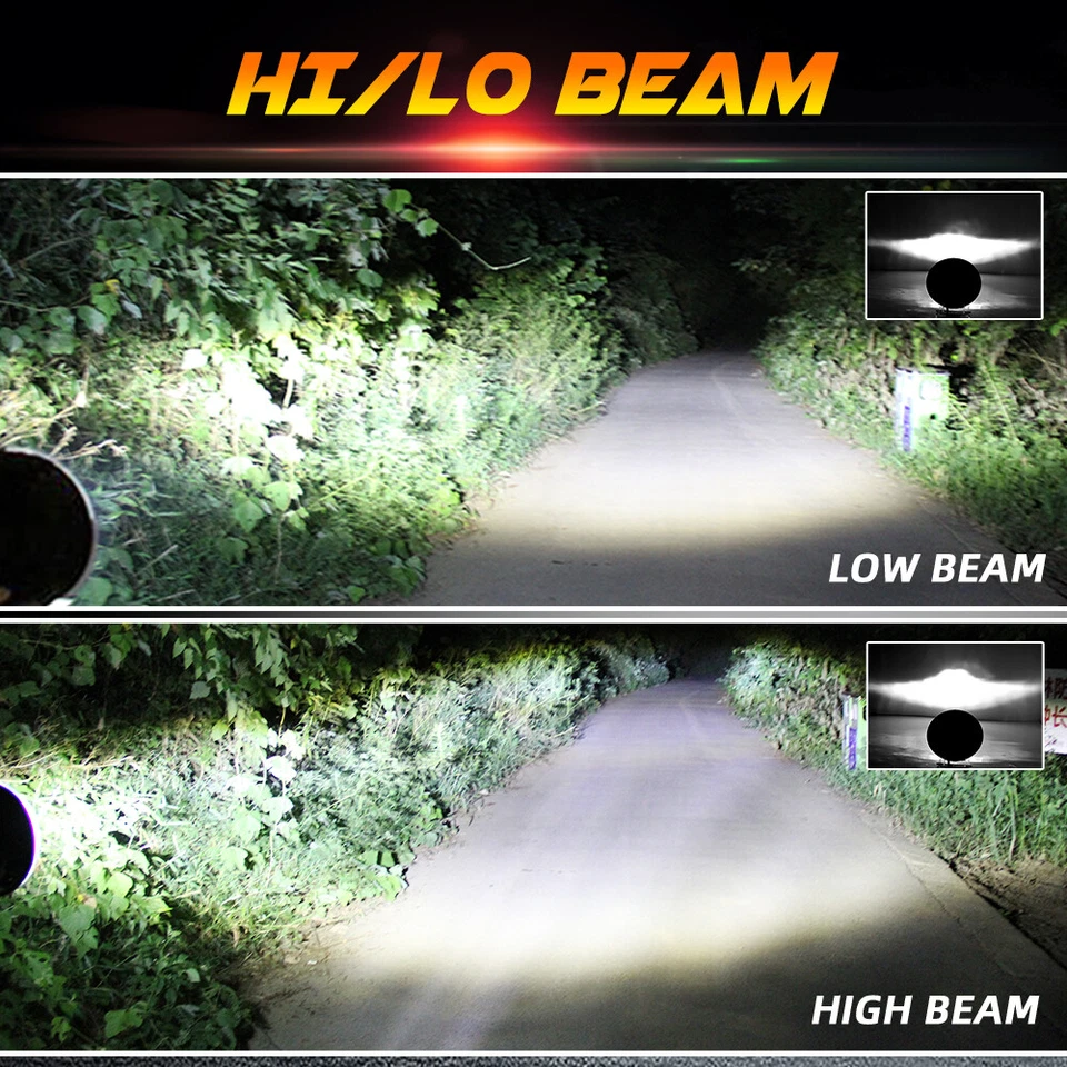 For Ford Mustang 1965-1978 7" INCH Round LED Headlights Halo DRL Angel Eyes Pair - Image 4 of 4