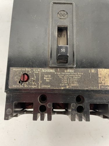 Westinghouse FB3480MRL 50A Interruttore circuito 480/600V 3P tipo FB 160-480A 50 Amp. - Foto 2 di 9