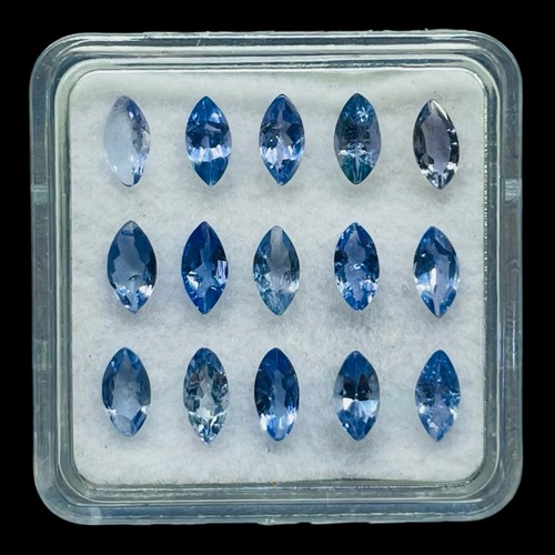 Lote de 15 piedras preciosas sueltas brillantes corte marquesa de tanzanita natural de 5x2,5 mm - Imagen 11 de 14