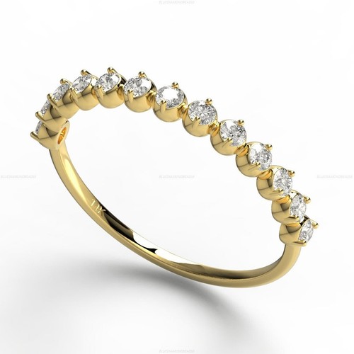 14k Gold Diamond Half Eternity Stackable Diamond Ring For Women - Picture 4 of 6