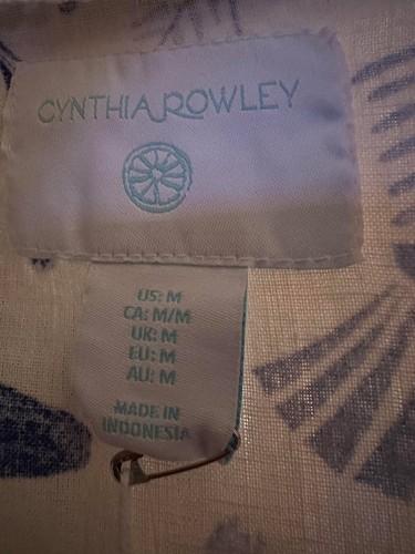 NEW+tags CYNTHIA ROWLEY MAXI Dress LINEN/RAYON Size M Blue White Porcelain Color - Picture 6 of 6