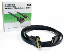 New Plugable HDMI To VGA Adapter, 6ft (1.8m) Converter Cable