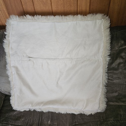 Restoration Hardware Genuine Sheepskin Pillow Cover Natural Ivory Fur 24” Plush - Picture 2 of 8