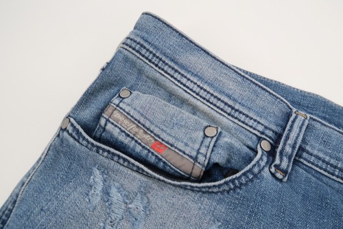 Diesel Mens 38x32 Tepphar Slim Carrot 084QS Distressed Button Fly Jeans Italy - Picture 5 of 13