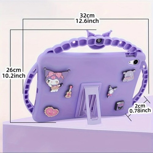 Sanrio Kawaii Purple Kuromi Case For iPad Tablet 10.2 w/Screen Protector & Strap - Picture 3 of 4