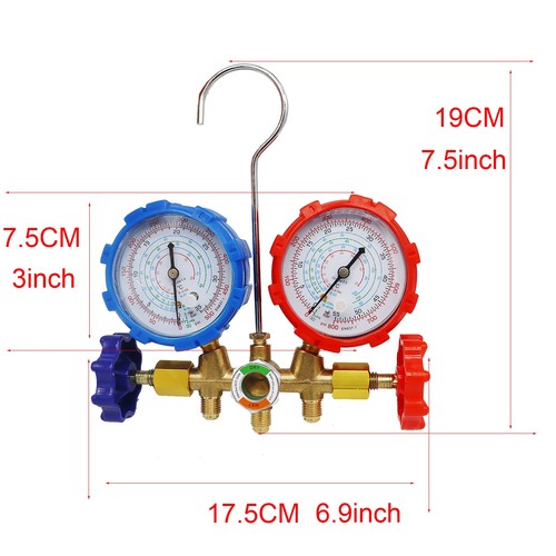 Refrigerant Manifold Gauge Set Diagnostic Air Conditioning Tool Hook Hose Tool - Foto 3 di 16