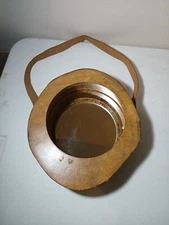 9" round Wooden Inspirational Mirror Leather Strap Hanger All'asta India