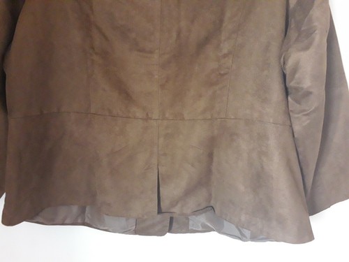 Vicki Wayne Faux Suede Long Sleeves Round Neck Button-down Brown Jacket Sz 26W - Foto 7 di 10