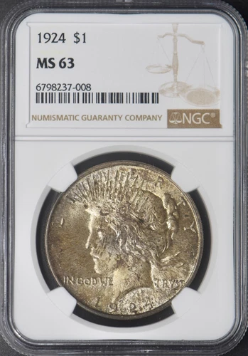 1924 Peace Silver Dollar - NGC MS63 TONED Brown Label - ✪COINGIANTS✪