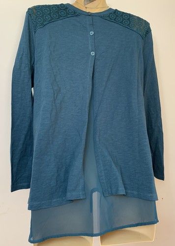 SARA PLUS SIZE 20 Teal Green Lace Front Inbuilt Cami Longsleeve Top FREE Post - Picture 3 of 3