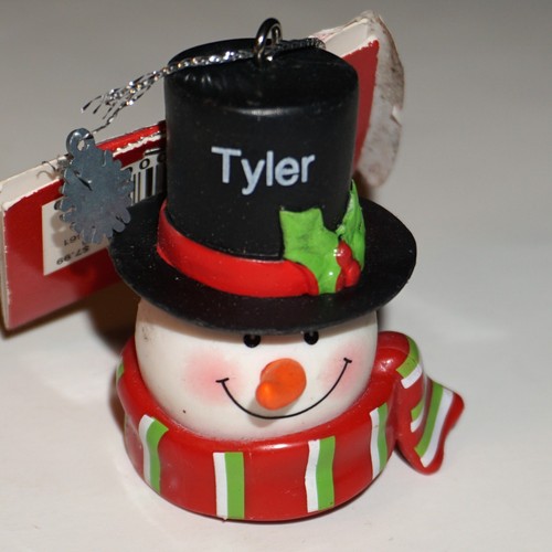 Ganz Snowman Head Christmas Ornament Personalized Red Black Hats Pick Name NWT - Picture 93 of 95