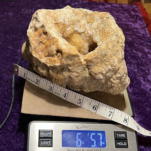 Large Geode 7” Golden Healer Natural Iron Citrine Quartz Crystal Rough 6.5Lb - Picture 9 of 9
