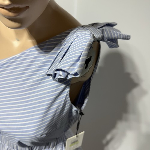 Calvin Klein Women’s Blue Stripe One Shoulder Bow Full Skirt Dress Size 4 NWT - Picture 5 of 14