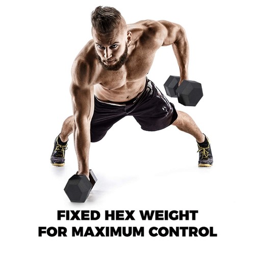 5-30KG Rubber Hexagonal Dumbbells Gym Exercise Strength Training Weight Lifting - Picture 4 of 18