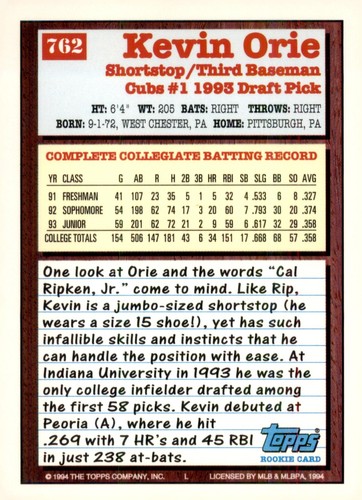 S8R7: 1994 Topps Baseball - Pick / Choose Your Cards . 514-880- 0.99-$1.25 - Picture 434 of 498