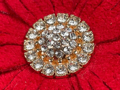 Italian Shoemaker Women 9 Red Rhinestone Flower Double Strap Wedge Sandals Italy - Picture 16 of 19