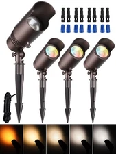 4 Pack 5CCT 7W LED Outdoor Landscape Spotlight, Adjustable Beam Angle