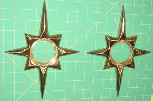 Vintage Brass MCM Atomic Starburst Door Knob Surround Back Plate Escutcheon Set - Picture 5 of 24