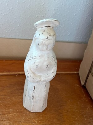 Small Made in Philippines White Washed Painted Wood or Hollow Resin Mother Mary