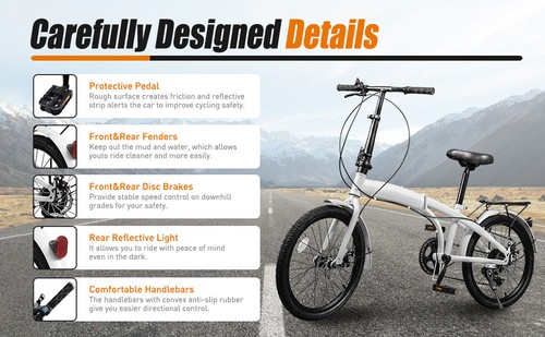 20 inch Folding Bike with 7 Speed Gears Foldable Bicycle Adjustable Seat SALE! - Picture 17 of 24