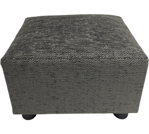 Footstool / Pouffe / Small Stool /Dark Grey Herringbone Chenille British Made - Picture 2 of 12