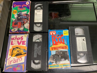 3 VHS tapes There Goes A Train + big trucks tractor trains + kids love trains