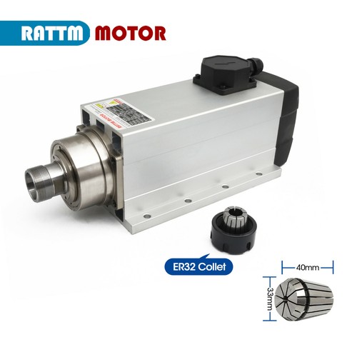Motor de husillo CNC 6KW 380V 18000 rpm refrigerado por aire ER32 4 rodamientos fresado grabado - Imagen 8 de 12