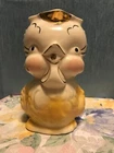 Shawnee Pottery Yellow Baby Bird Pitcher Creamer Vintage 1940s Gold Trim 6.25”