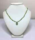 Handmade Faceted Peridot Knotted Necklace with Sterling Silver Pendant. 15 1/2"