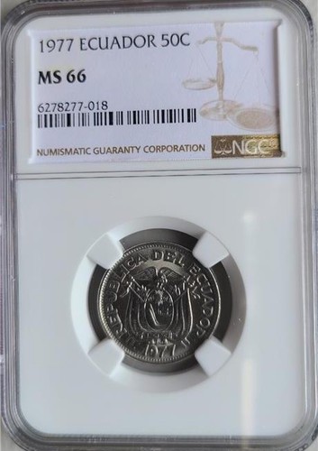 Ecuador 50 Centavos 1977 NGC MS 66 - Picture 1 of 2