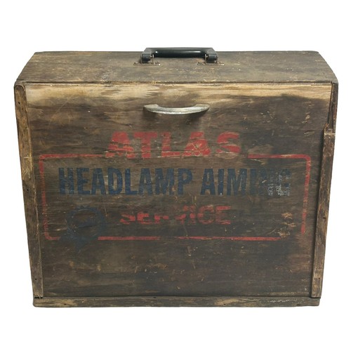 Vintage Atlas Headlamp Aiming Service Kit With Original Wooden Box Case - Picture 2 of 24