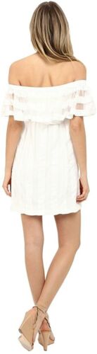 Zac Posen White Crystal Striped Off-the-Shoulder Dress Women's Size 10 L27505 - Picture 3 of 3
