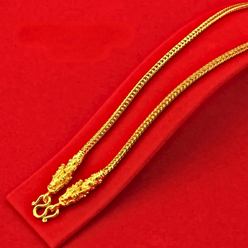 Necklace 24k Dragon Thai Gold GP Yellow Chain Pendant Jewelry Weigh 2 Baht 24" - Picture 3 of 7