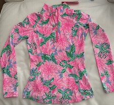 NWT LILLY PULITZER Justine Luxletic 1/2 Zip Pink Blossom Try Your Zest S Small
