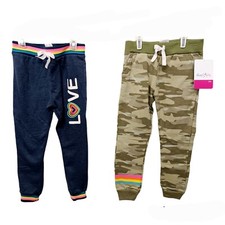 2x Girls 4 Jogger Pants-Camo-Blue-Love-Rainbow-Sleep Pants-Freestyle Revolution