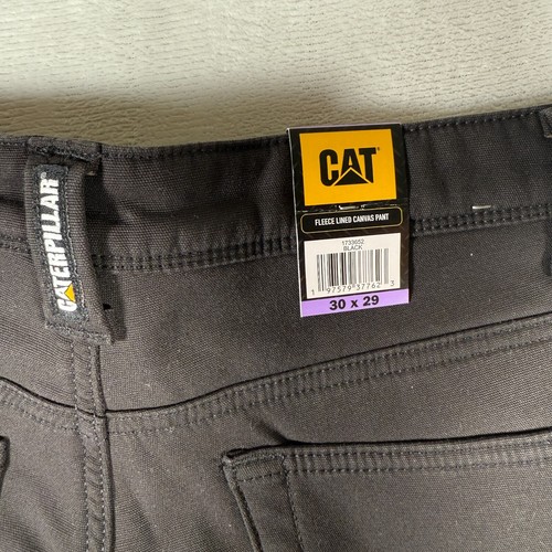 Pantalones de lona forrados de lana Caterpillar CAT para hombre 30 x 29 negros pierna recta nuevos con etiquetas - Imagen 12 de 12