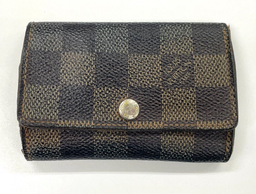 Autentico portachiavi LOUIS VUITTON Damier Multiclés 6 N62630 marrone così com'è