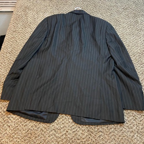 Giorgio Armani Blazer Mens 56 Black Striped 100% Wool Single Breast Sports Coat - Picture 9 of 9