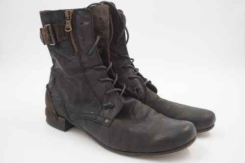 clocharme Damen Stiefel GR 39 schwarz Antik Echt Leder Flach 3 cm B61 - Foto 2 di 8
