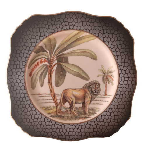I. Godinger Email de Limoges Set 3 Safari Tiere Palmen Goldrand Sammlerstück - Bild 5 von 5