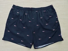 AFTCO NWT Mens Sz 2X Navy USA Fish Print UPF 50+ Boatbar Lined Swim Trunks