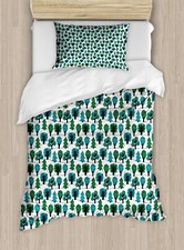 Image of Forest Duvet Cover Set Pine Oak Trees in Winter