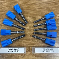 10pcs HRC45 tip diameter 5mm And 6mm 4 Flute End Mill CNC Milling Cutter Bits