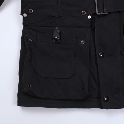 Ralph Lauren Black Nylon Multipocket Belted Fur Trim Moto Jacket Size S - Picture 12 of 23