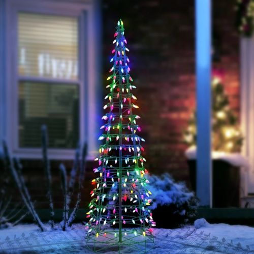 Wire Cone Tree Outdoor With Multi Twinkling C5 LED Christmas Decoration - Picture 3 of 6